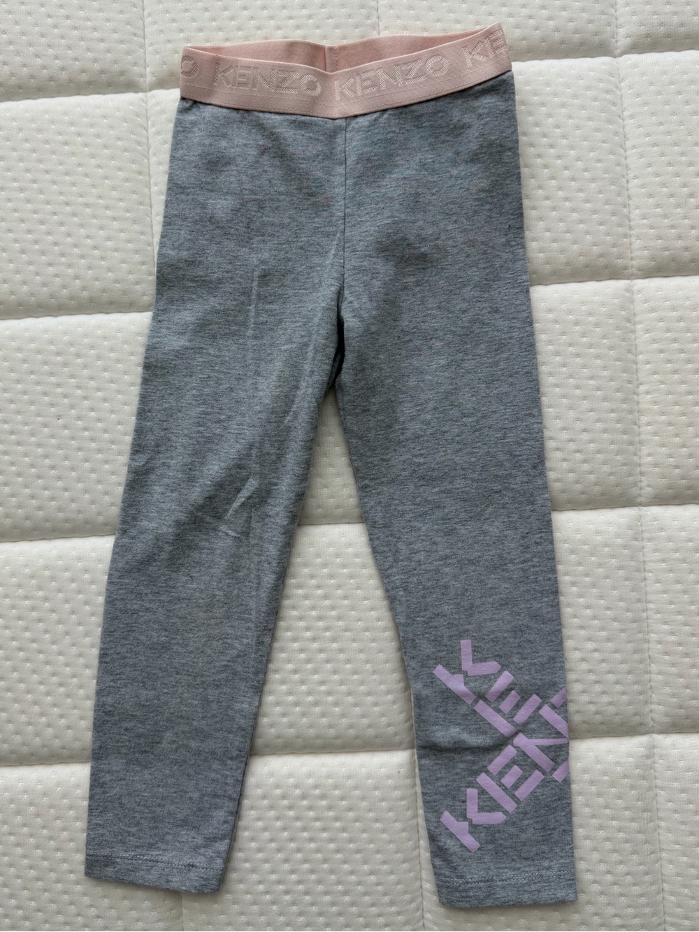 Kenzo Kids Grey Leggings with Pink Logo Waistband